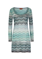 Missoni Zigzag Metallic-knit Mini Dress Turquoise