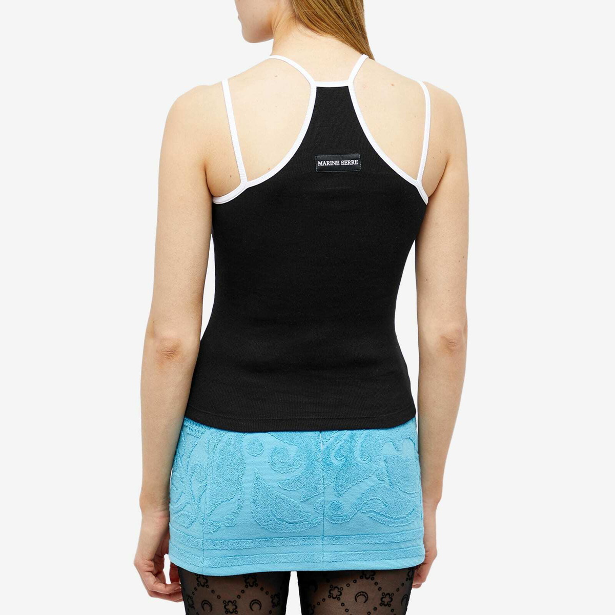 Marine Serre Women's Organic Cotton Tennis Court Top in Black