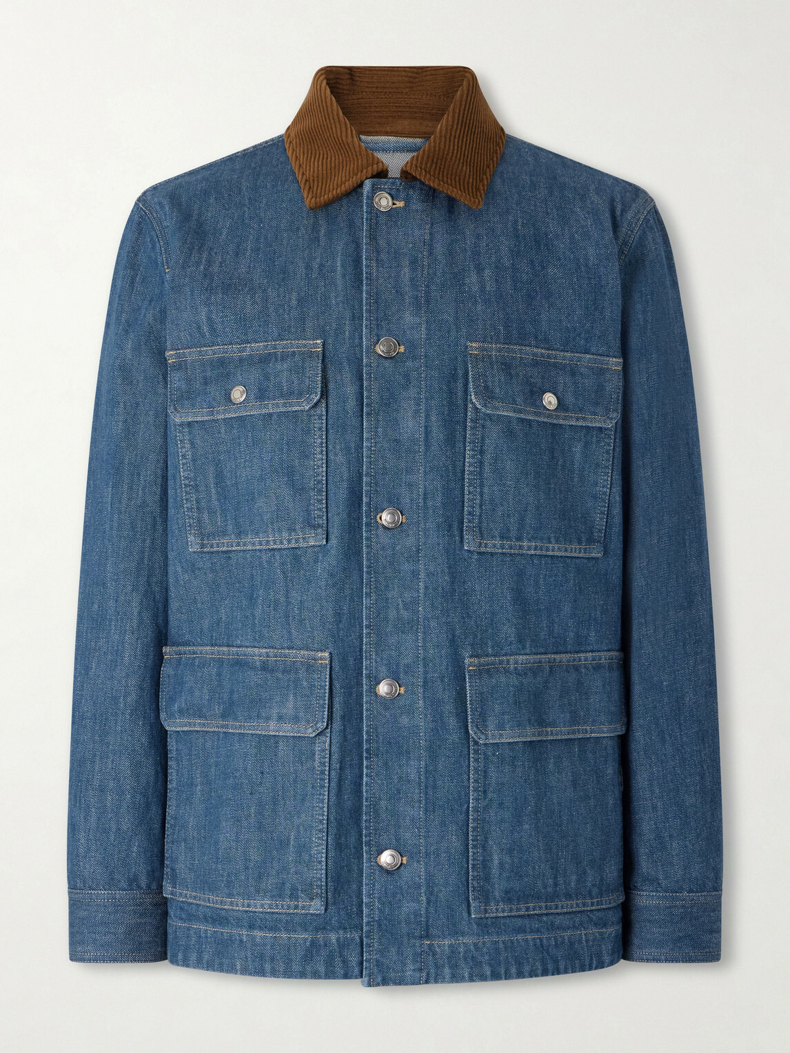 Loro Piana - Austin Corduroy-Trimmed Denim Jacket - Blue