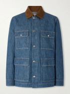 Loro Piana - Austin Corduroy-Trimmed Denim Jacket - Blue
