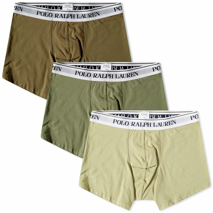 Photo: Polo Ralph Lauren Men's Boxer Brief - 3 Pack in Light Olive/Army/Defender Green