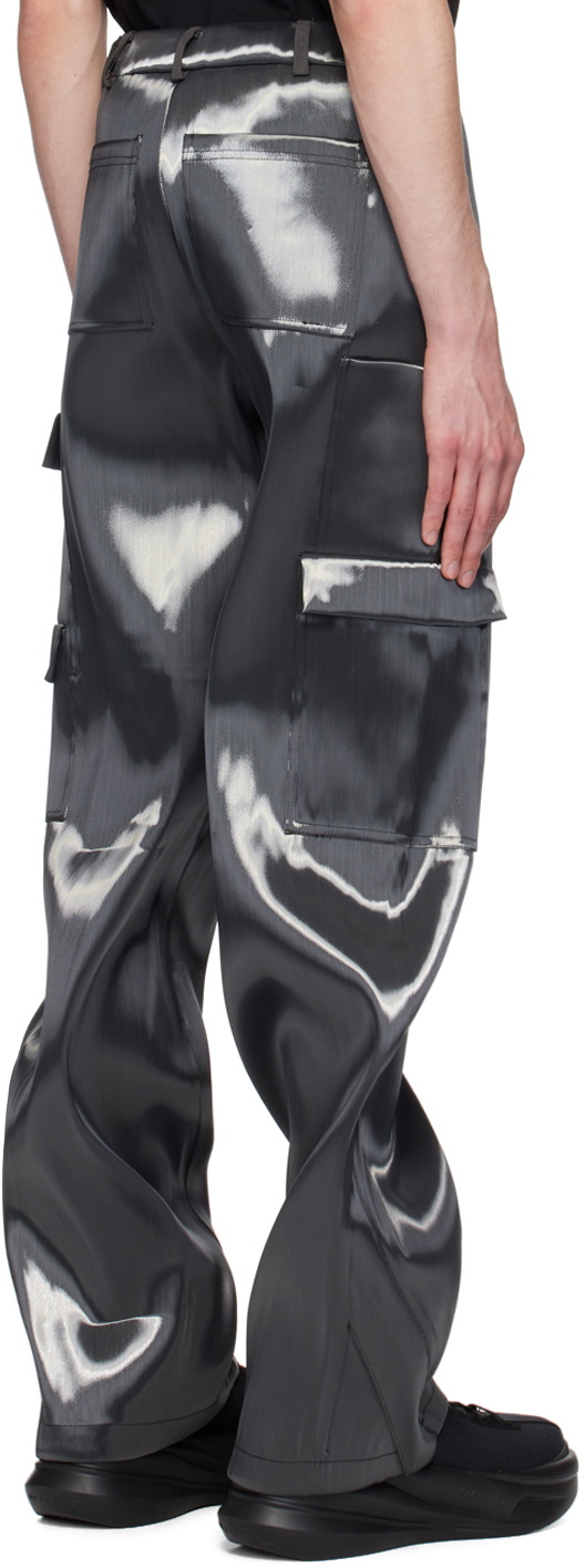 HELIOT EMIL グレー Liquid l カーゴパンツ Gray Liquid Metal Cargo Pants by HELIOT EMIL on Sale