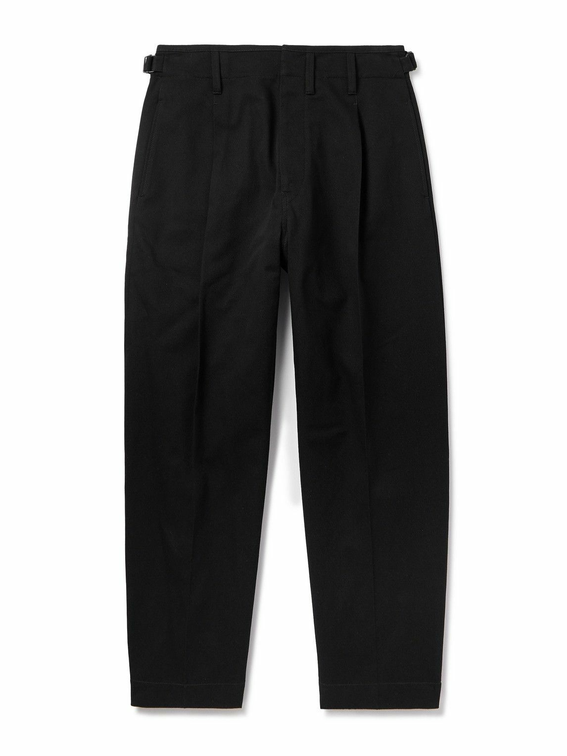 LEMAIRE - Carrot Tapered Pleated Cotton-Drill Trousers - Black