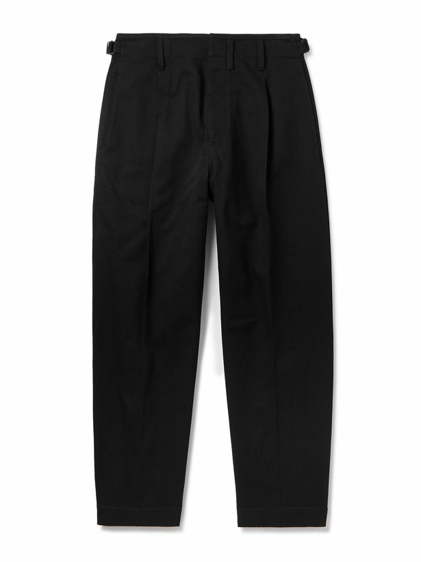 Photo: LEMAIRE - Carrot Tapered Pleated Cotton-Drill Trousers - Black