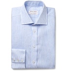 Kingsman - Turnbull & Asser Light-Blue Striped Cutaway-Collar Linen Shirt - Light blue
