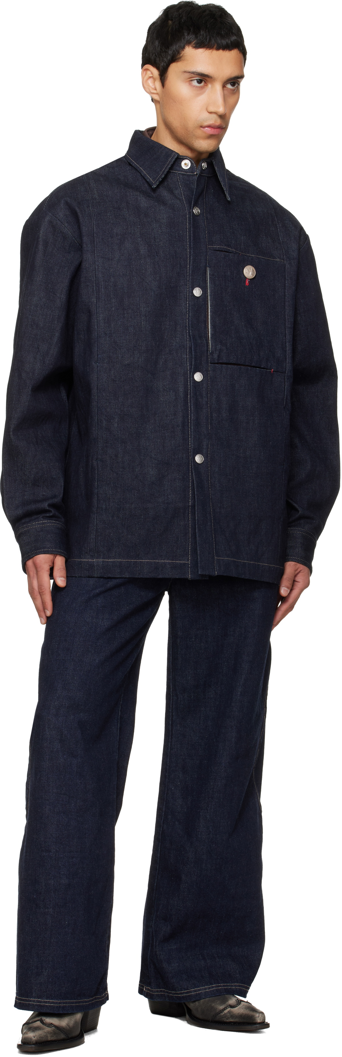 NULLUS Navy Slits Selvedge Denim Jacket NULLUS