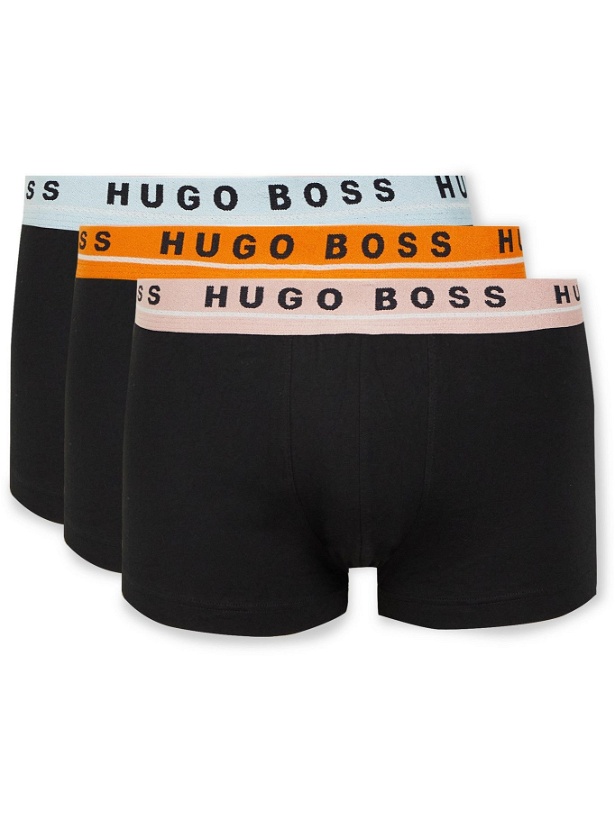 Photo: HUGO BOSS - Three-Pack Stretch-Cotton Boxer Briefs - Black