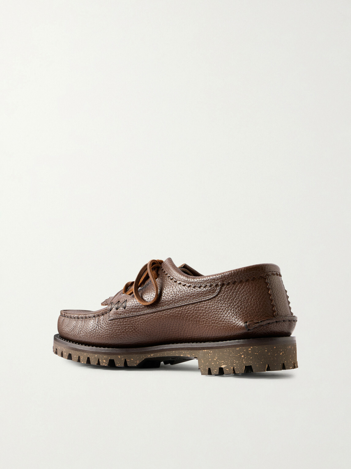 Yuketen - Italian Blucher Full-Grain Leather Boat Shoes - Brown