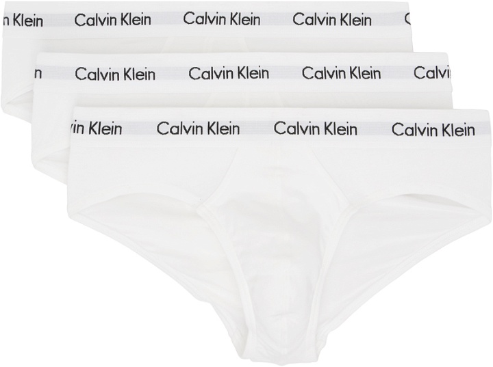 Photo: Calvin Klein Underwear Three-Pack White Hip Briefs