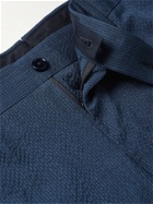 ERMENEGILDO ZEGNA - Slim-Fit Micro-Gingham Cotton-Seersucker Suit Trousers - Blue - IT 46