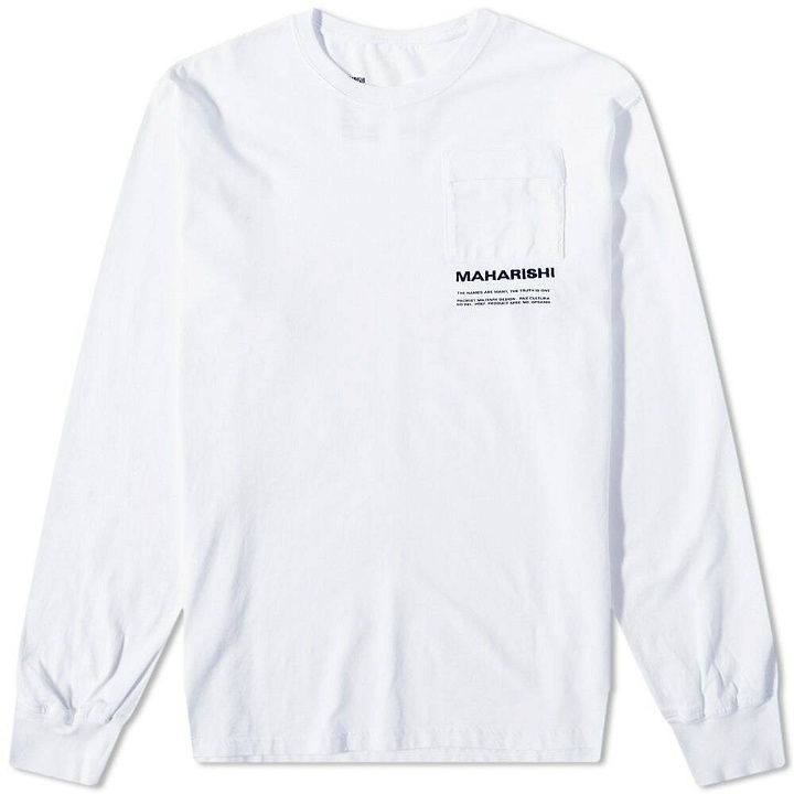 Photo: Maharishi Men's MILTYPE Embroidery Long Sleeve Pocket T-Shirt in White