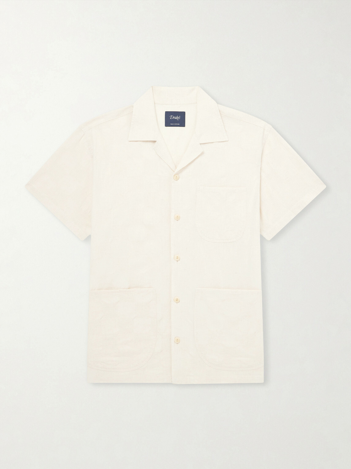 Drake's - Camp-Collar Linen Shirt - Neutrals