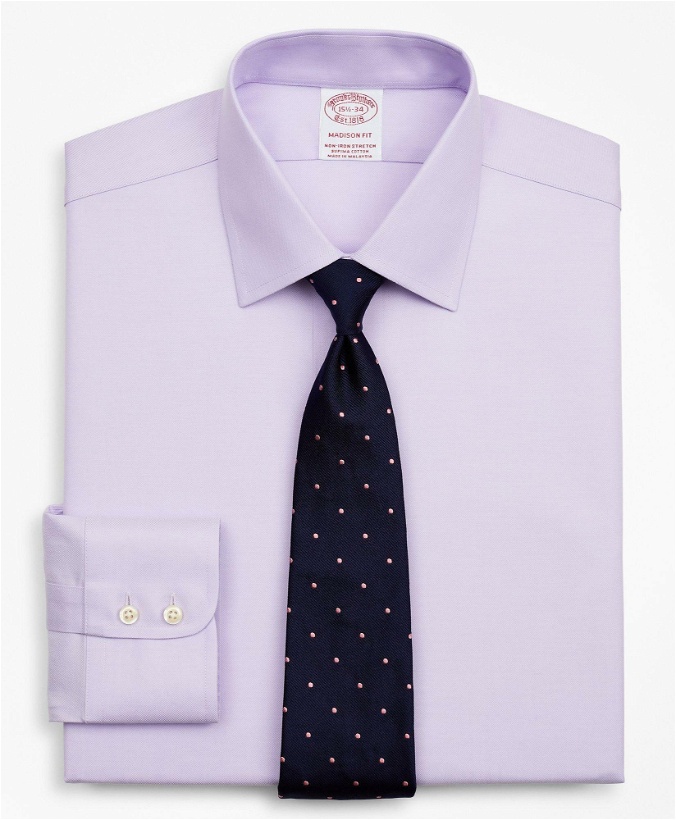 Photo: Brooks Brothers Men's Stretch Madison Relaxed-Fit Dress Shirt, Non-Iron Twill Ainsley Collar | Lavender