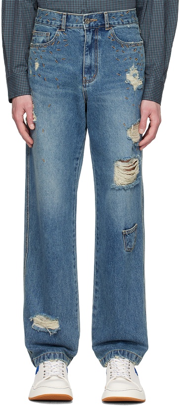 Photo: ADER error Blue Embroidered Jeans