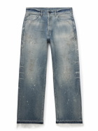 John Elliott - Wyatt Straight-Leg Distressed Paint-Splattered Jeans - Blue