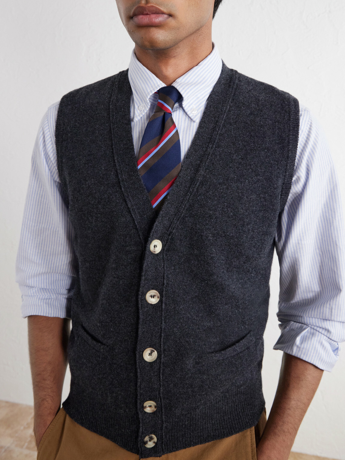 Drake's - Wool Vest - Gray