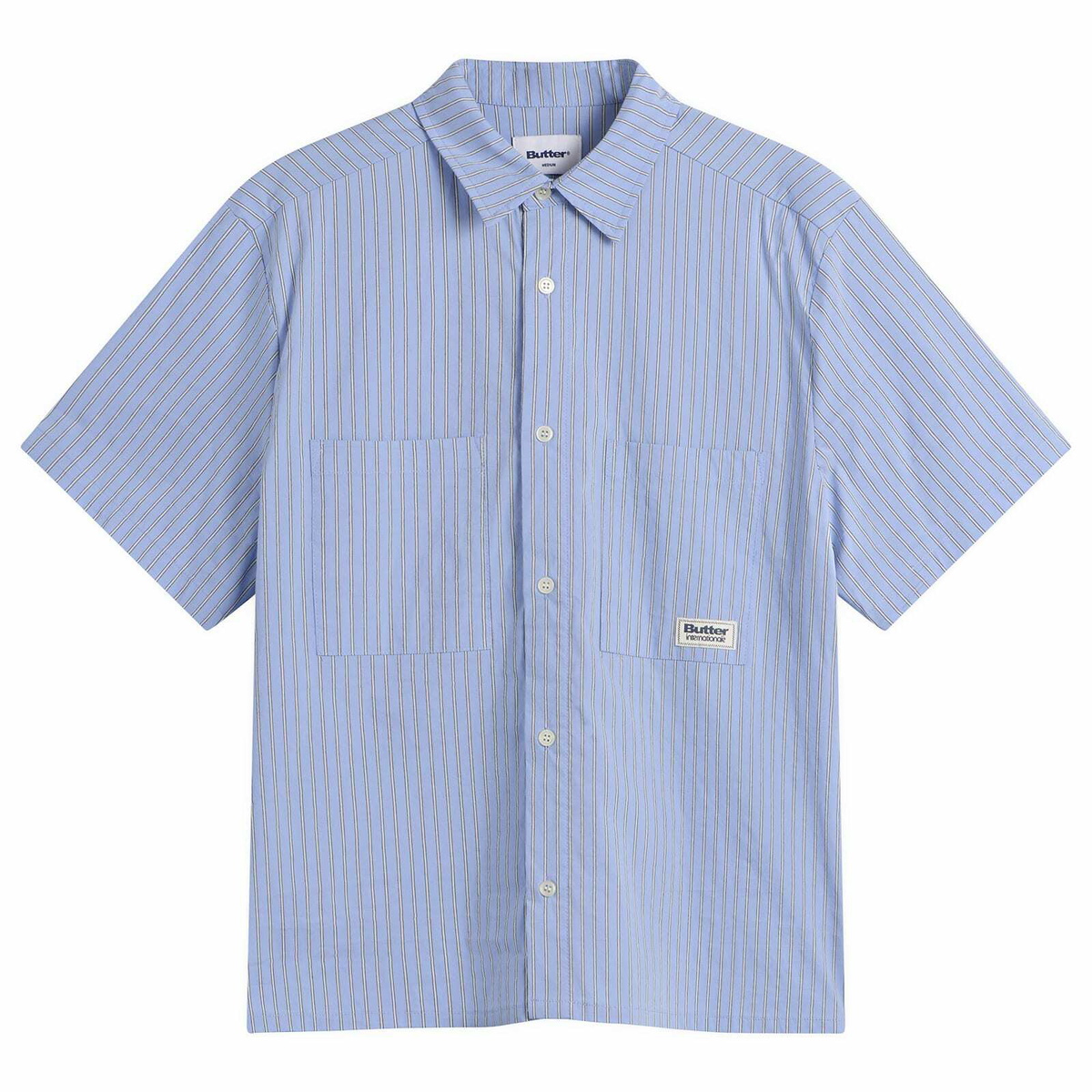 Butter Goods Men's Vertical Stripe Shirt in Sky Blue