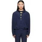 Marni Navy Embroidered-Logo Jacket