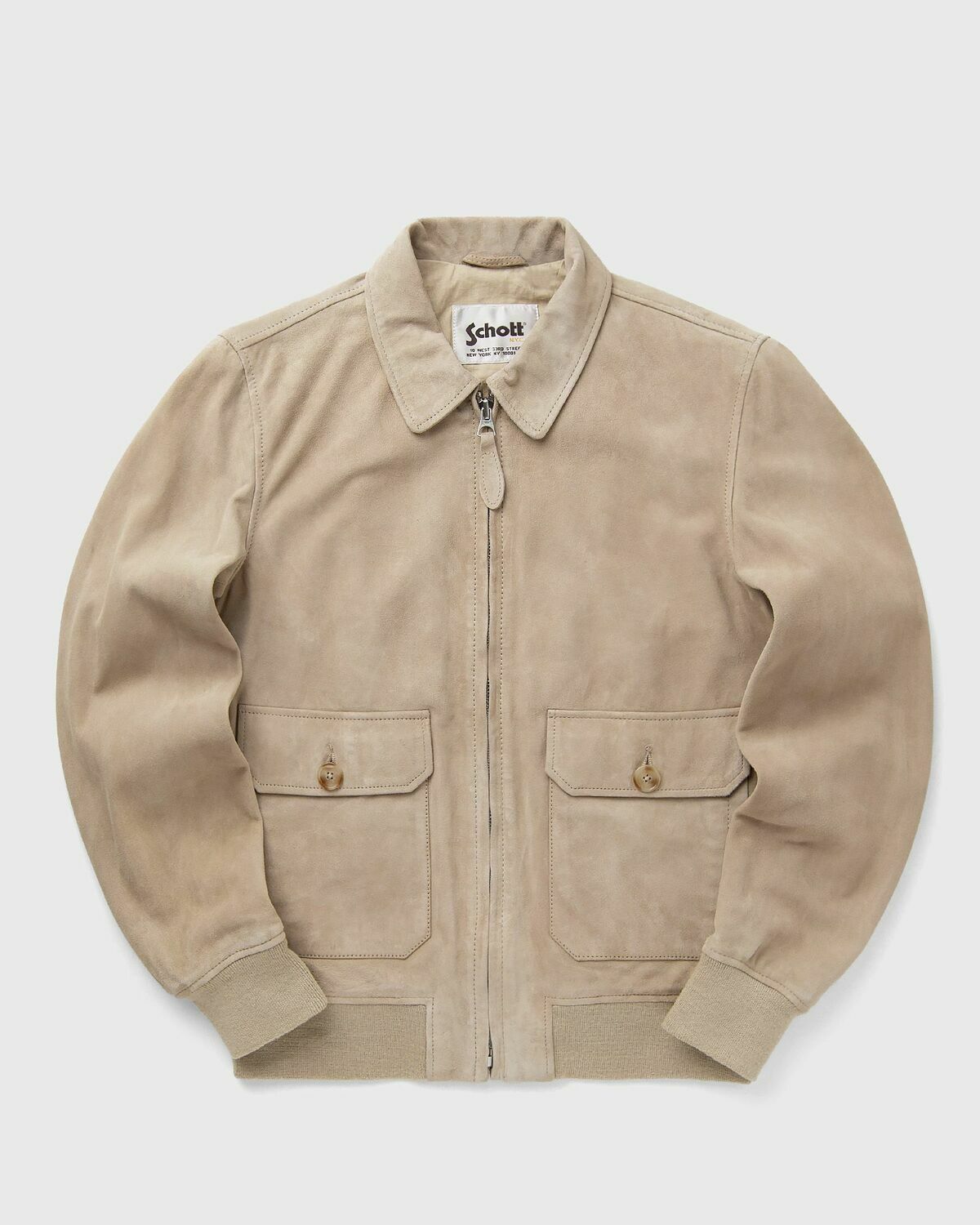 Aliy　schott シープスキンジャケット ベージュ Schott NYC LC Aviator S Jacket Beige Mens Bomber Jacket Schott