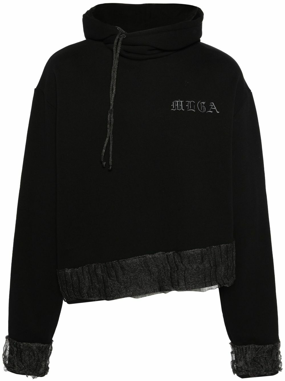 MLGA Black Asymmetric Cotton Hoodie