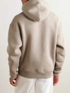 AMI PARIS - Logo-Embossed Cotton-Blend Jersey Hoodie - Neutrals