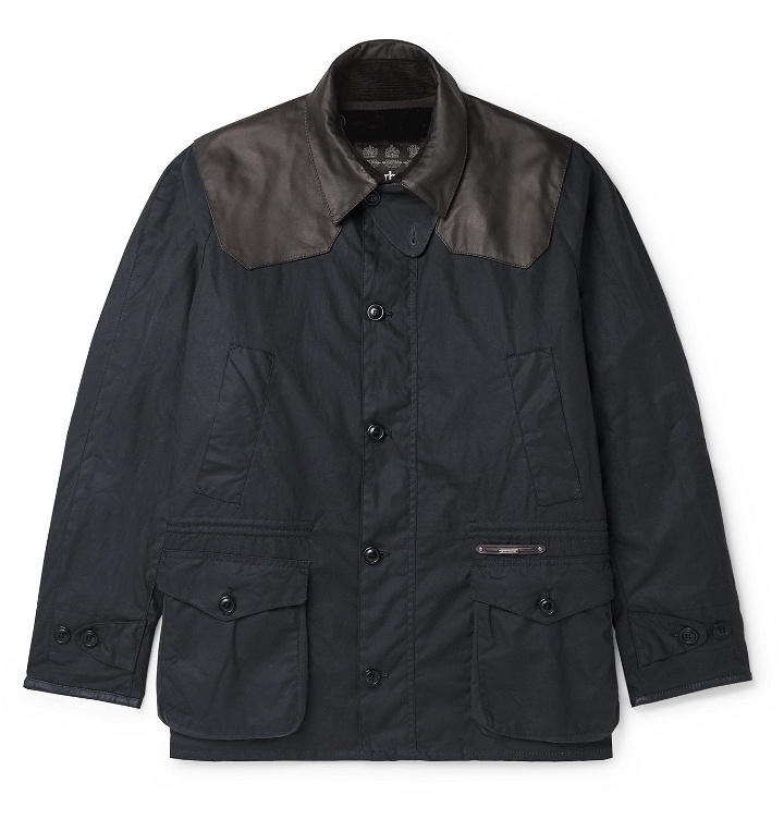 Photo: Barbour Gold Standard - Supa-Asby Leather-Trimmed Waxed-Cotton Jacket - Blue