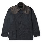 Barbour Gold Standard - Supa-Asby Leather-Trimmed Waxed-Cotton Jacket - Blue
