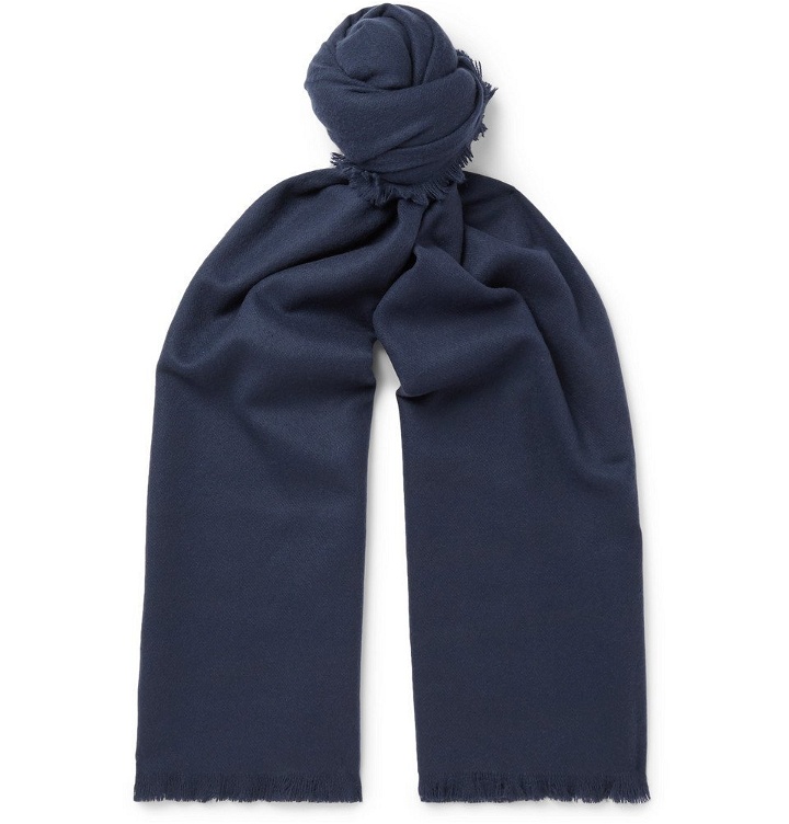Photo: Mr P. - Fringed Wool and Cashmere-Blend Scarf - Men - Navy