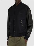 GOLDEN GOOSE Wool Blend Bomber with Leather Sleeves