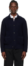 BOSS Navy Spread Collar Cardigan