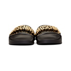 Moschino Black and Gold Logo Pool Slides