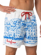 MC2 Saint Barth Man Mid-length Gustavia Swim-shorts With Portofino Placed Print