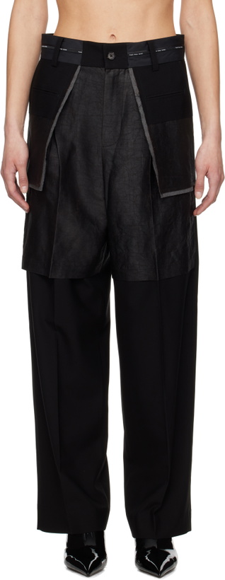 Photo: Feng Chen Wang Black Deconstructed Patchwork Trousers
