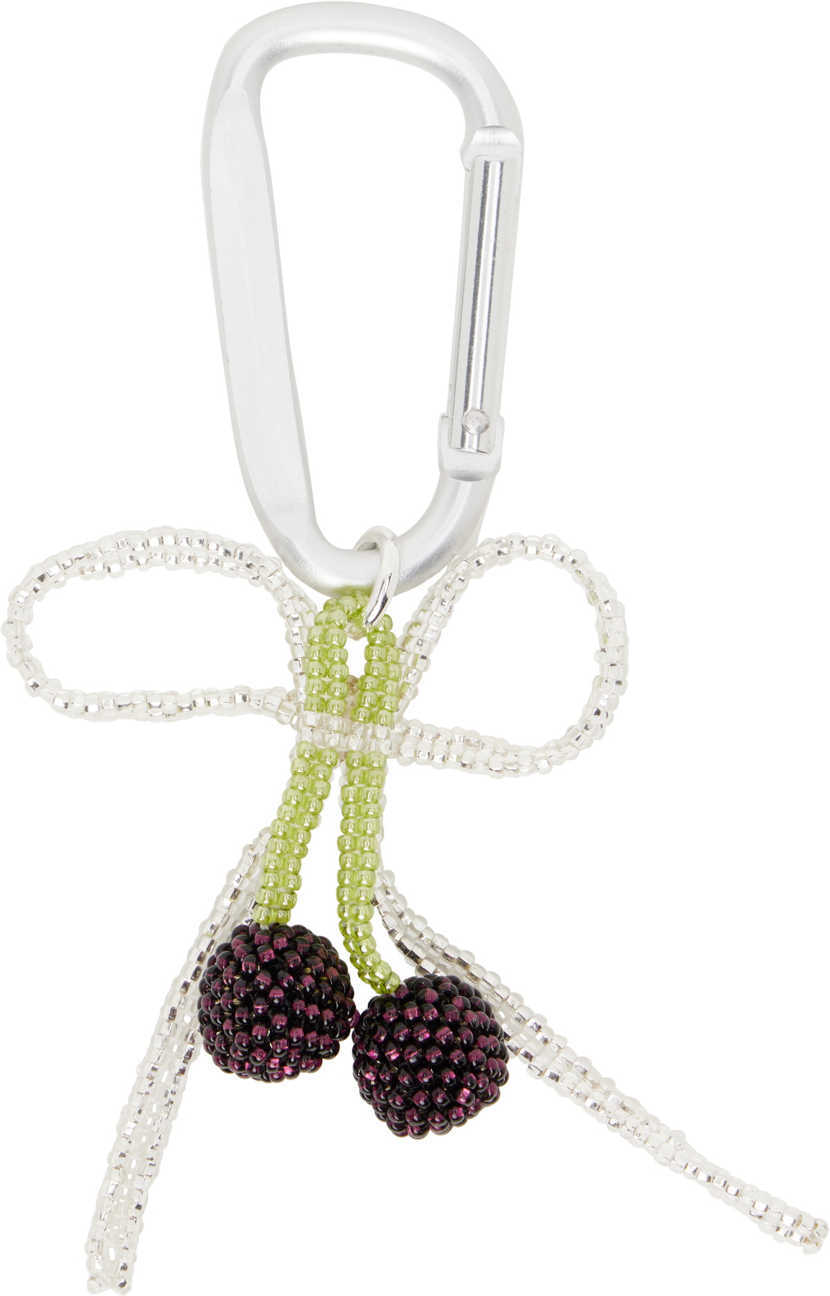 Pura Utz Silver Dark Cherry Bow Carabiner Keychain