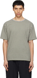 nanamica Khaki & Gray COOLMAX Stripe Jersey T-shirt