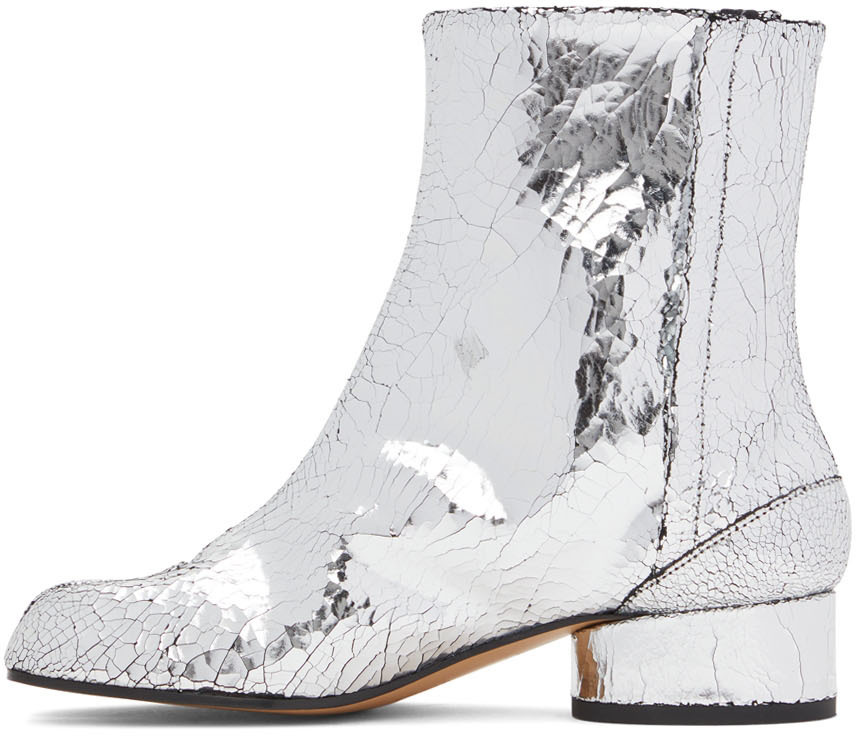 Maison Margiela Silver Calfskin Tabi Boots Maison Margiela