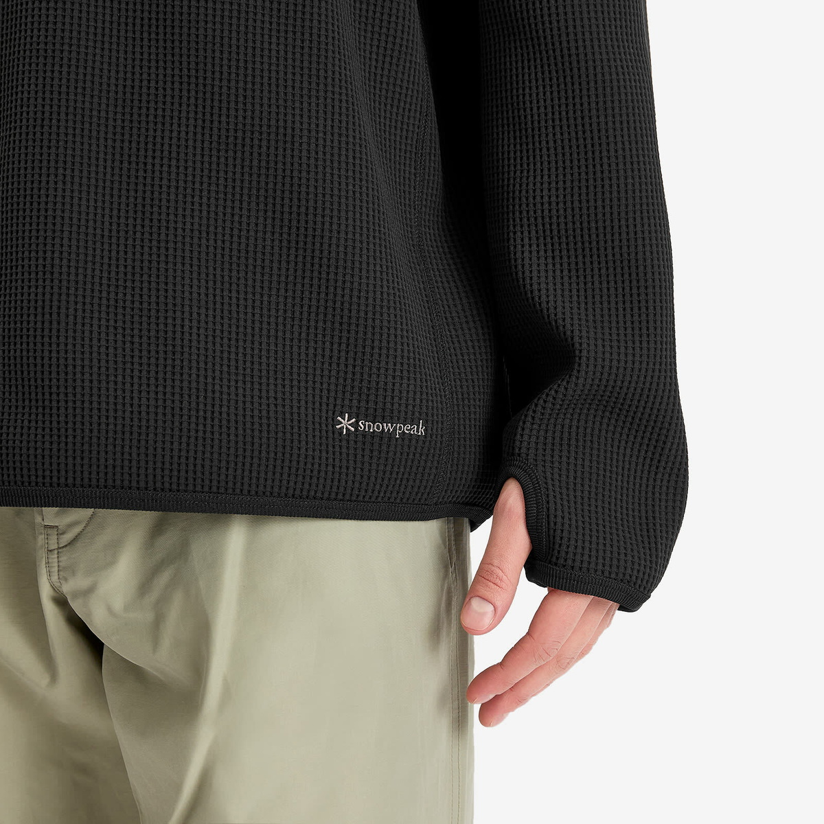 Snow Peak Men's Dry Waffle Hoodie in Black