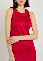 Pleats Please Issey Miyake Pleated Woven Midi Dress Red