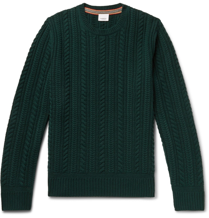 Photo: Burberry - Cable-Knit Cashmere Sweater - Green
