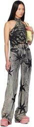 Masha Popova SSENSE Exclusive Black Denim Heart Halter Tank Top