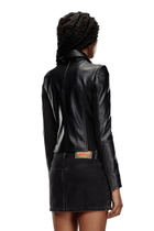 Diesel Leather biker jacket with rib panels - Leather jackets Womens in Black