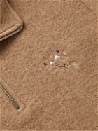 De Bonne Facture - Embroidered Wool-Felt Half-Zip Sweater - Brown