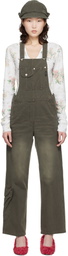 OPEN YY Brown Cargo Pocket Cotton Overalls