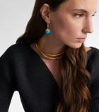 Marina B 18kt gold (750/1000) earrings with turquoise, sapphire, and diamonds