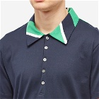 Thom Browne Men's Tie Stripe Polo Shirt in Navy