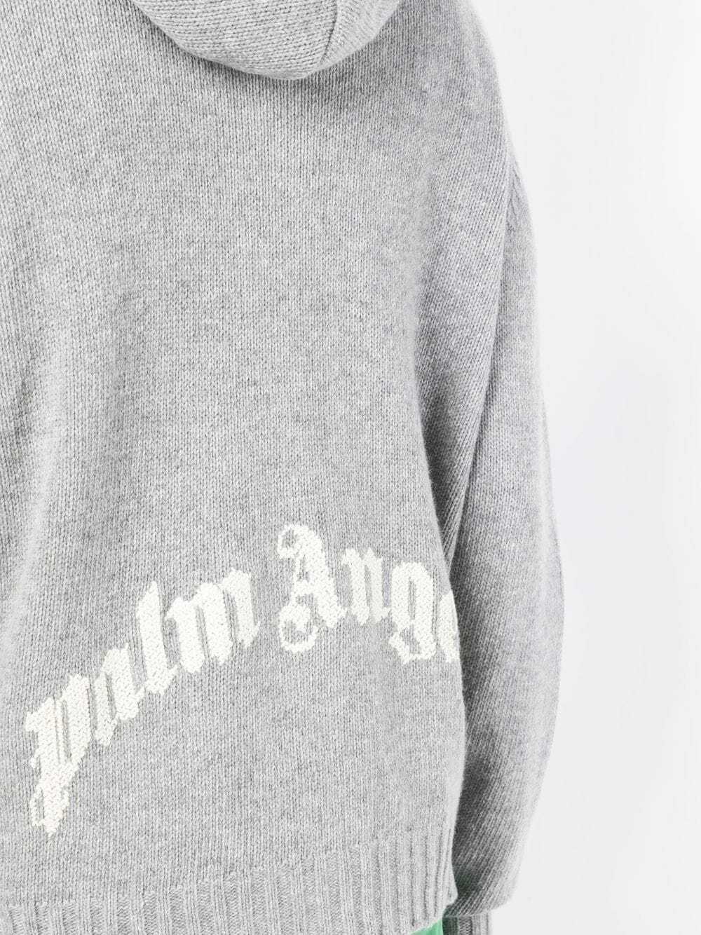 PALM ANGELS - Curved Logo Wool Zipped Hoodie Palm Angels