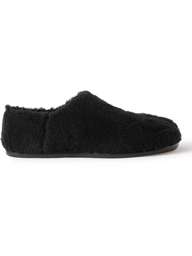 Photo: Maison Margiela - Tabi Faux Shearling Slippers - Black