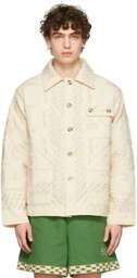 Bode White Signature Quilt Workwear Jacket