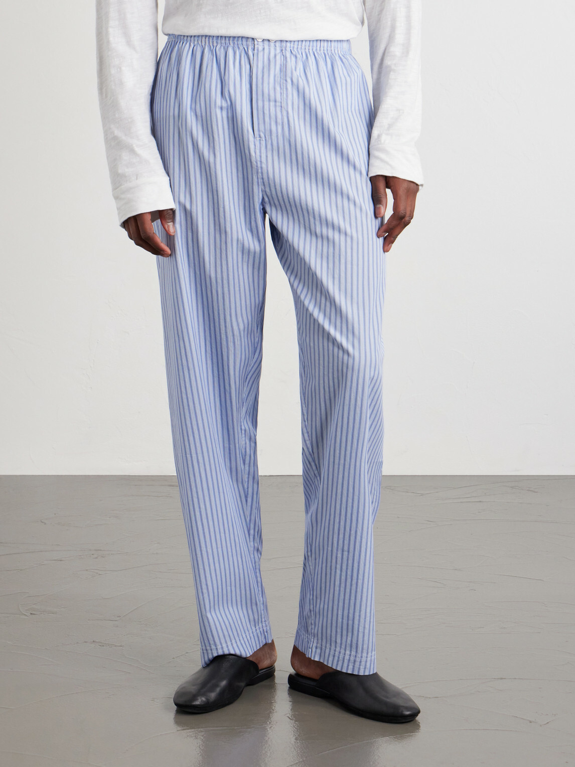 TEKLA - Straight-Leg Striped Organic Cotton Pyjama Trousers - Blue