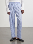 TEKLA - Straight-Leg Striped Organic Cotton Pyjama Trousers - Blue